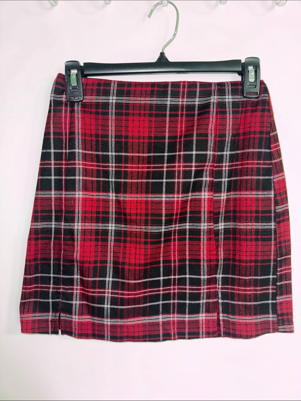 love on a hanger Red and Black Plaid Mini Skirt| NWOT